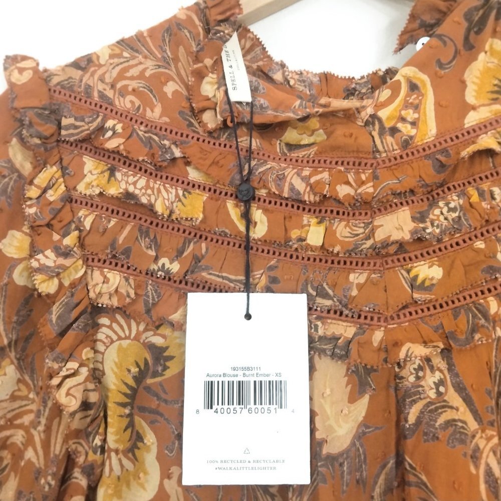 Spell & the Gypsy Aurora Blouse in Burnt Umber XS NWT - Picture 5 of 7